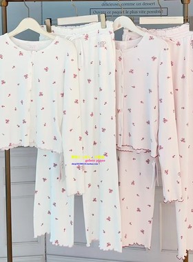 日本GP gelato pique秋冬新款睡衣女樱花甜美修身柔软家居服套装