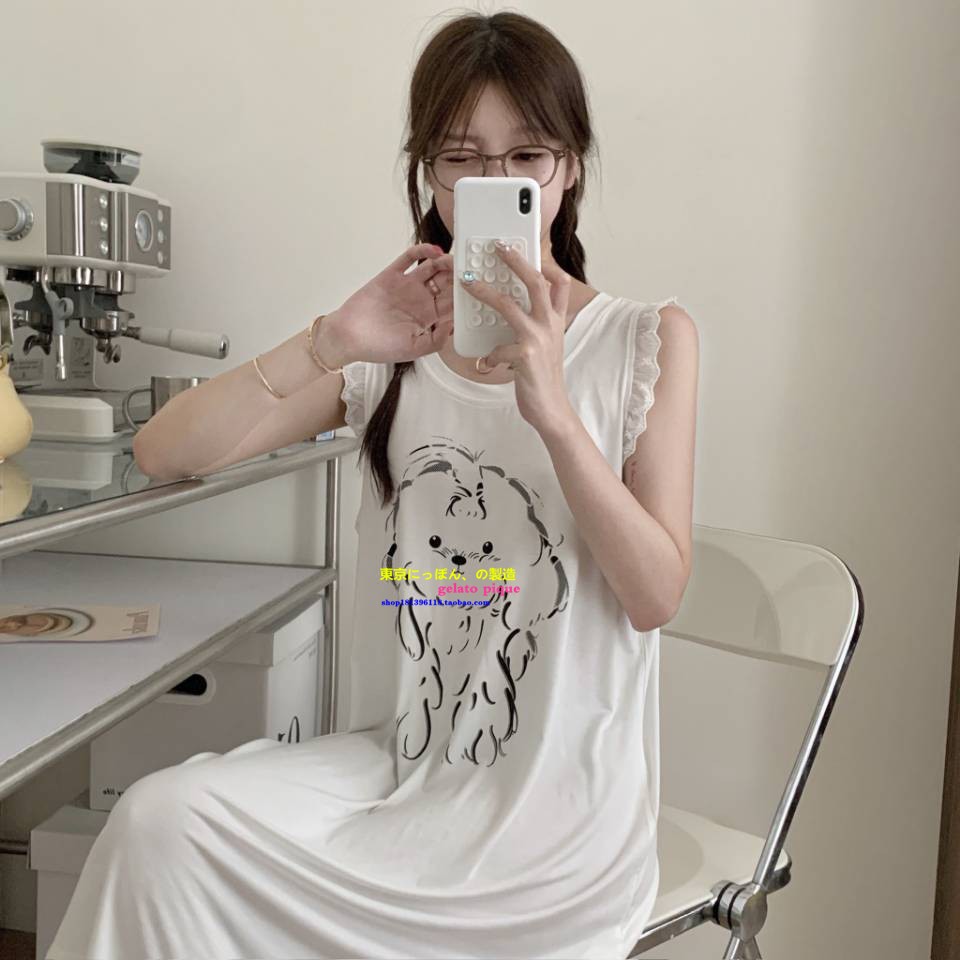 夏款甜美蕾丝蝴蝶结睡裙家居服