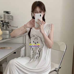 无袖 日本GP夏款 莫代尔亲肤透气睡衣甜美蕾丝蝴蝶结背心睡裙家居服
