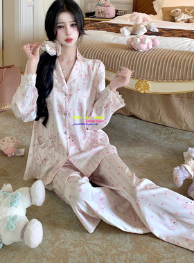 日本GP秋冬款甜美乐蒂真丝长袖睡衣女可爱高级感可外穿家居服套装