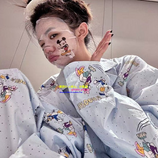 日本GP明星韦雪同款卡通唐老鸭睡衣春夏云朵棉薄款家居服两件套装