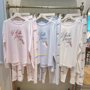 睡衣女卡通西施犬字母莫代尔家居服 pique秋冬新品 日本GP gelato