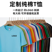 定制纯棉t恤工作服班服订做工衣圆领短袖 印字图logo diy公司文化衫