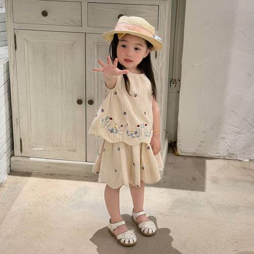 儿童高级感超好看的衣服女童韩系穿搭女宝宝轻奢小众高端套装夏季