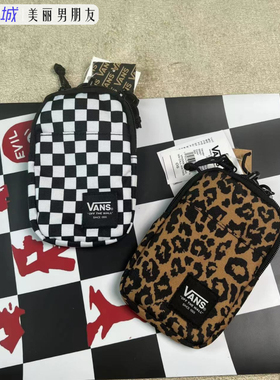VANS 范斯 经典黑白棋盘格豹纹复古小容量零钱手机包VN0A5I1N56M