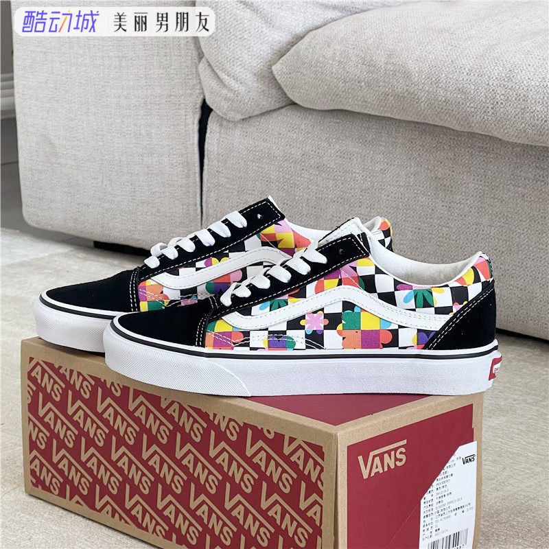 VANS范斯 OLD SKOOL 花朵黑白棋盘格男女鞋休闲板鞋VN0A5KRFB05,运动鞋new,板鞋,淘宝优惠券,粉丝福利购,淘宝优惠卷