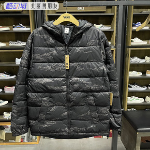 VANS范斯 两面穿羽绒服虎纹黑色男子连帽保暖冬季外套VN0A3HY2XGS