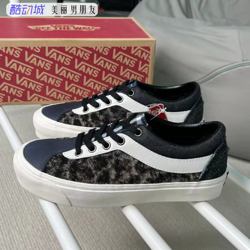 vans范斯bold ni经典低帮复古黑灰色豹纹男女铆钉板鞋vn0a3wlp2oo