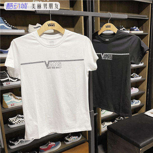 vans范斯短袖女子LOGO印花棋盘格