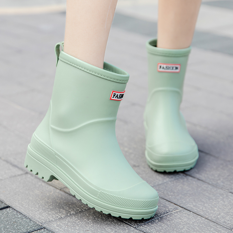 防水包边雨鞋女款时尚外穿中筒靴