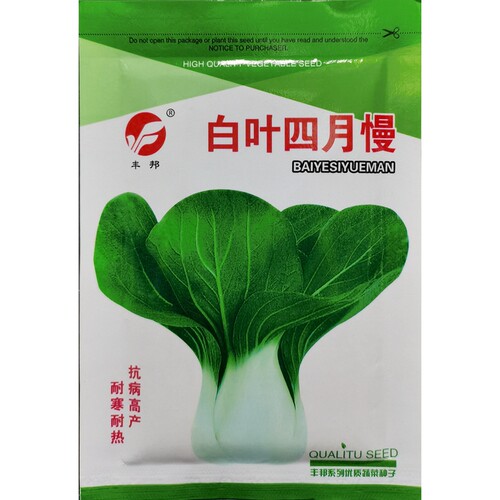 白叶四月慢青菜种子耐抽苔绿白梗帮小白菜油菜春秋季播种20克