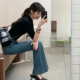 高腰弹力显瘦小个子马蹄喇叭裤 2025年新款 子 女秋季 复古微喇牛仔裤