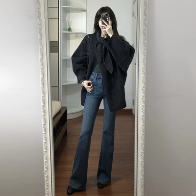 加绒微喇牛仔裤女秋冬季2025