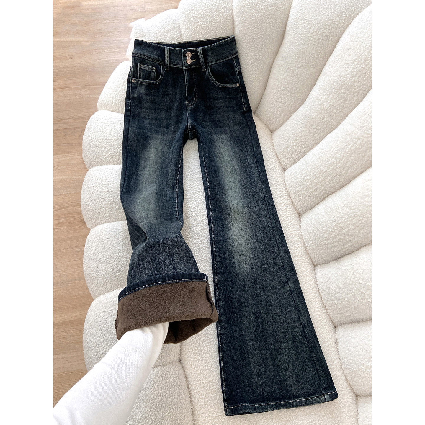 复古加绒加厚微喇牛仔裤女秋冬2025新款弹力高腰显瘦拖地喇叭裤子,女装/女士精品,牛仔裤,淘宝优惠券,粉丝福利购,淘宝优惠卷