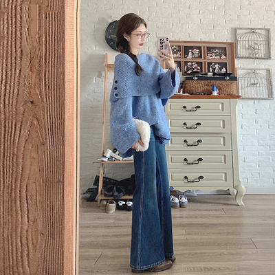 加绒加厚微喇牛仔裤女秋冬2025