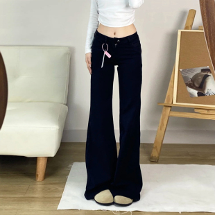 显瘦马蹄喇叭裤 黑色美式 小个子修身 女2025秋冬新款 低腰微喇牛仔裤