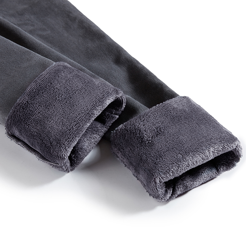 加绒牛仔裤冬季高腰小脚加厚裤子