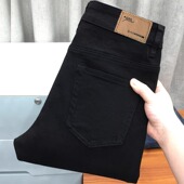 显瘦紧身小脚九分铅笔裤 高腰修身 子 女加绒加厚2024新款 黑色牛仔裤