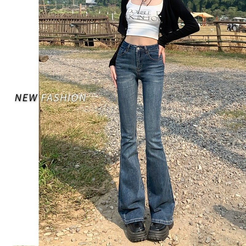 复古微喇牛仔裤女春秋新款图片