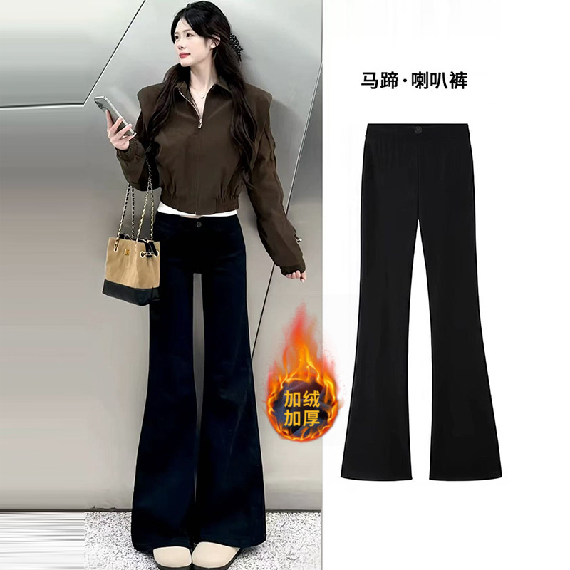 微喇叭牛仔裤女秋冬加绒