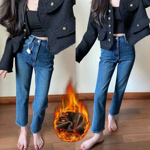 窄版直筒牛仔裤女九分2023秋冬