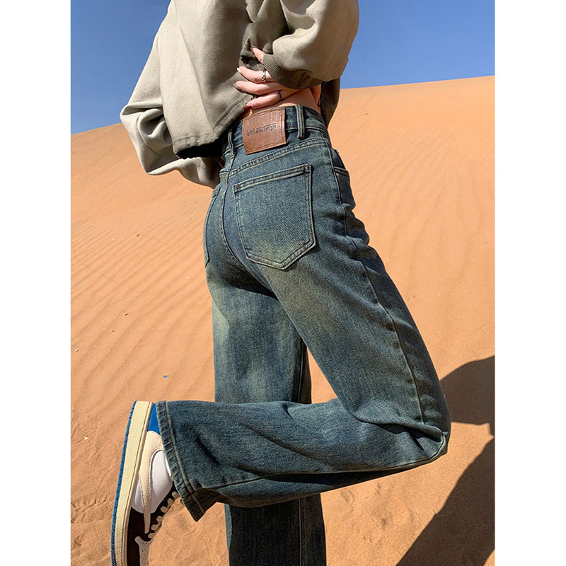 加绒阔腿牛仔裤女2025年秋冬新款弹力小个子高腰窄版宽松直筒裤子,女装/女士精品,牛仔裤,淘宝优惠券,粉丝福利购,淘宝优惠卷