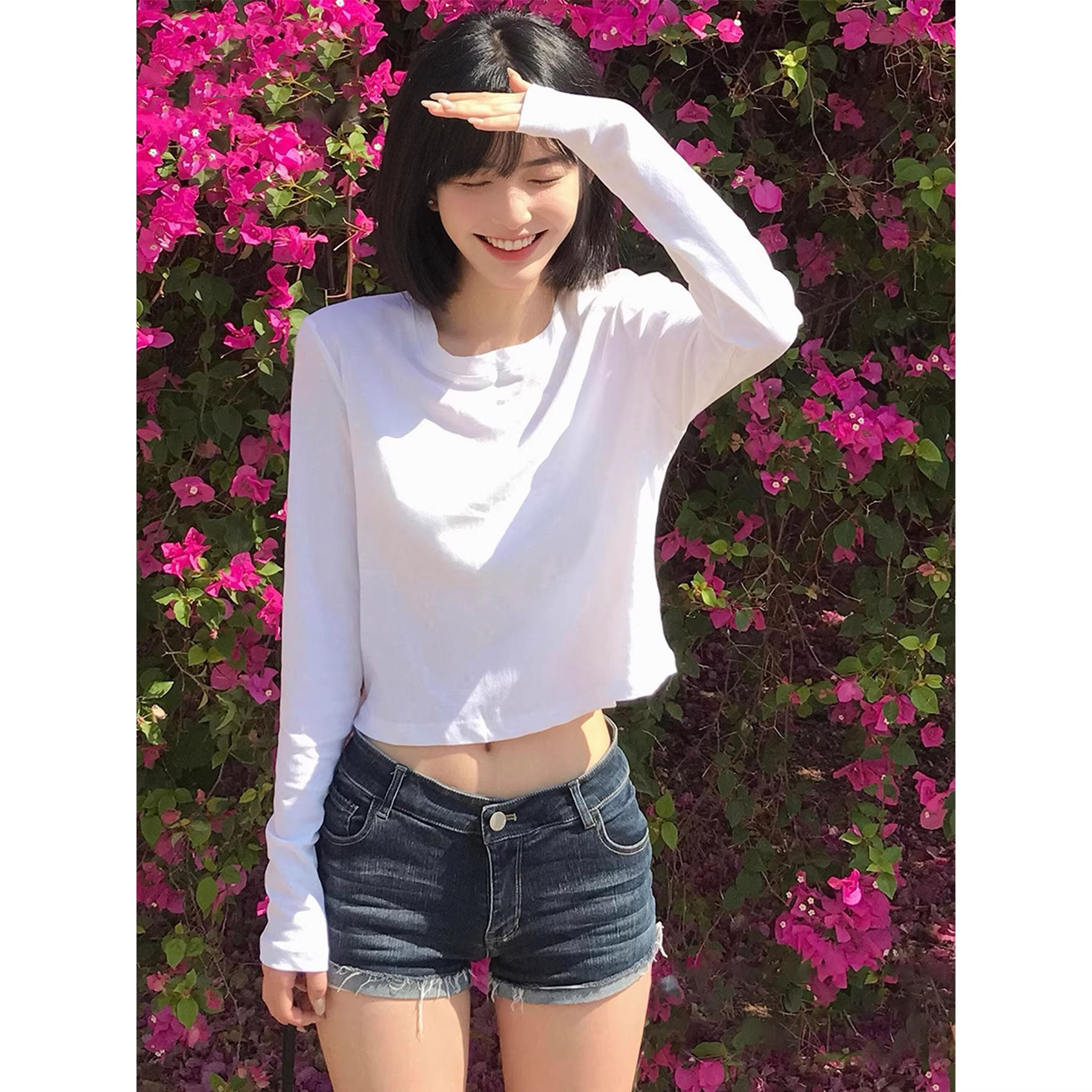 蓝灰色美式复古辣妹牛仔短裤女2026新款夏季低腰修身显瘦翻边热裤