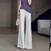 阔腿拖地裤 白色不贴腿微喇叭牛仔裤 高腰显瘦窄版 2025新款 女秋新款