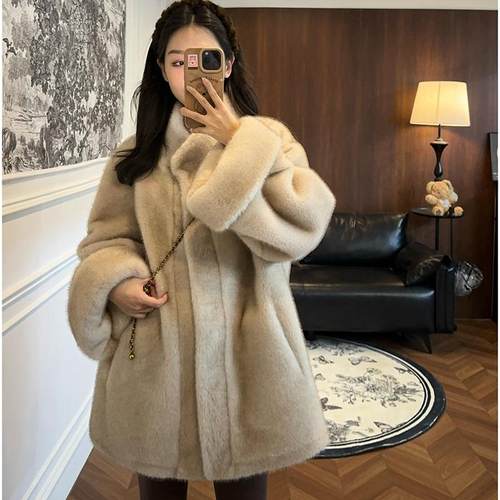挽袖中古貂毛环保毛毛中长款