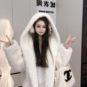 宽松百搭气质皮草外套大衣 保暖皮草外套女大翻领长款 2025冬季 新款