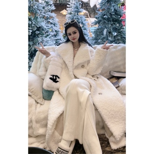 羊羔毛外套女皮毛一體網(wǎng)紅爆款 2025冬日戀島新款 翻領(lǐng)皮草毛毛大衣