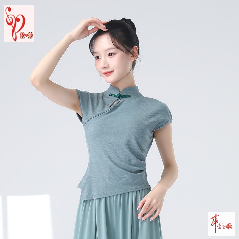 舞蹈无袖改良旗袍立领无袖上衣女