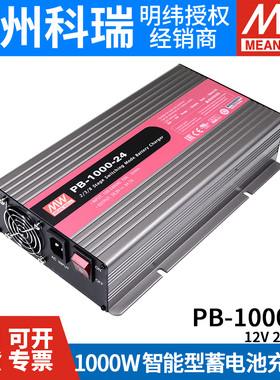PB-1000-12/24/48V明纬电源2/3/8段式铅酸电池PFC智能充电器 NPB