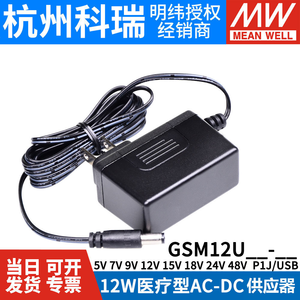 GSM12U MEAN WELL 의료용 전원 공급 장치 05|07|09|12|15|18V|24V|48V USB 인터페이스 5V