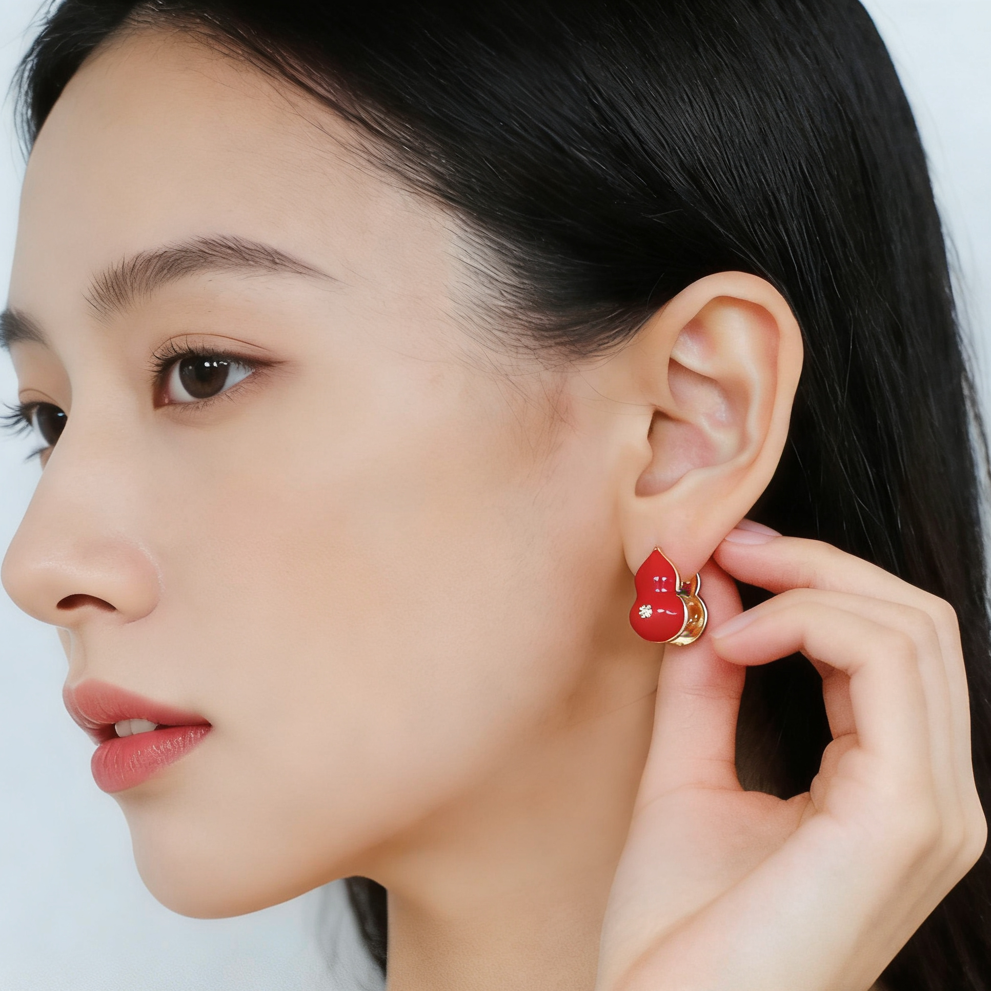 新年双面葫芦耳钉复古红珐琅双面佩戴耳扣轻奢高级感气质女饰品,饰品/流行首饰/时尚饰品新,耳钉,淘宝优惠券,粉丝福利购,淘宝优惠卷