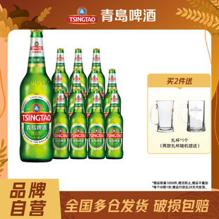 包邮 12瓶玻璃瓶啤整箱 600ml 青岛啤酒经典