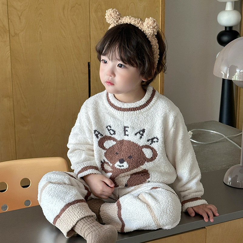 家居服冬款加绒男童睡衣软绵绵