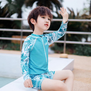 套装 防晒泳装 2025夏季 中小童长袖 新款 儿童泳衣男童分体游泳衣泳裤