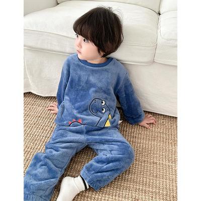 居家法兰绒套头冬款男童睡衣套装