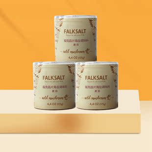 进口福克海盐3罐*125g蘑菇味正宗片状盐烘焙原料瑞典地中海晶片盐