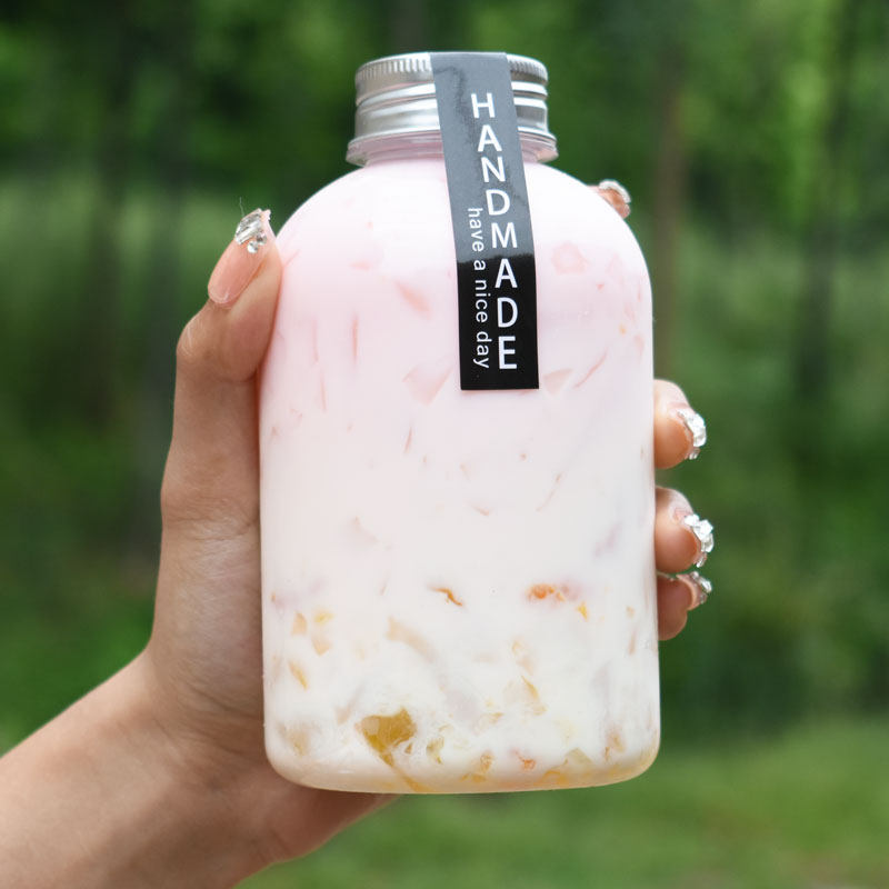 加厚500ml网红一次性带盖奶茶杯家用水果塑料脂饮奶茶瓶