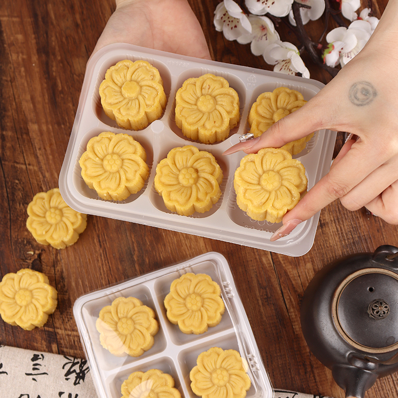 绿豆冰糕包装盒四粒6粒中式糕点30g透明青团山药糕免折叠打包盒子