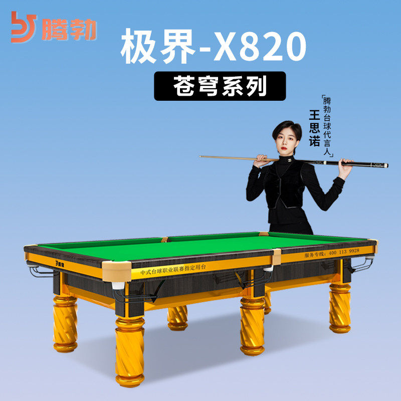 腾勃X820极界标准型台球桌中式黑八商用桌球台家用室内厂家直销