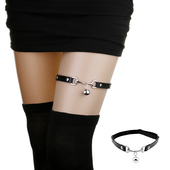 可爱铃铛皮质大腿环哥特性感腿链腿圈亚文化原宿风朋克饰品Y2K风