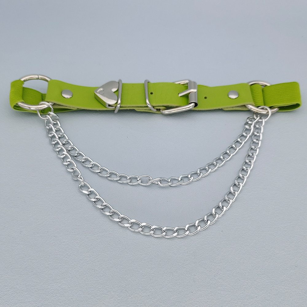 lolita原宿绿色系洛丽塔金属链条少女朋克哥特jk大腿环圈爱心