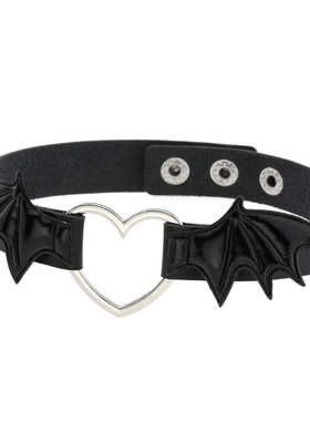 女新款黑色红色蝙蝠翅膀项链颈带