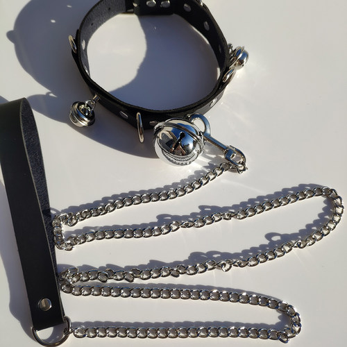 choker铃铛牵引绳项圈小奶狗主人