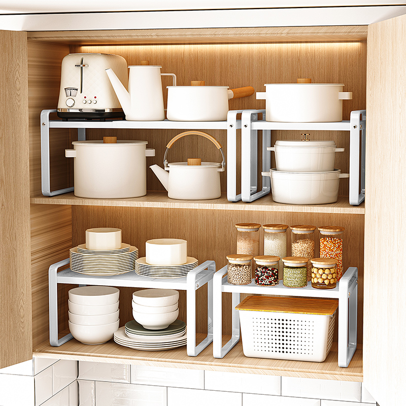伸缩厨房柜内收纳桌面分层架
