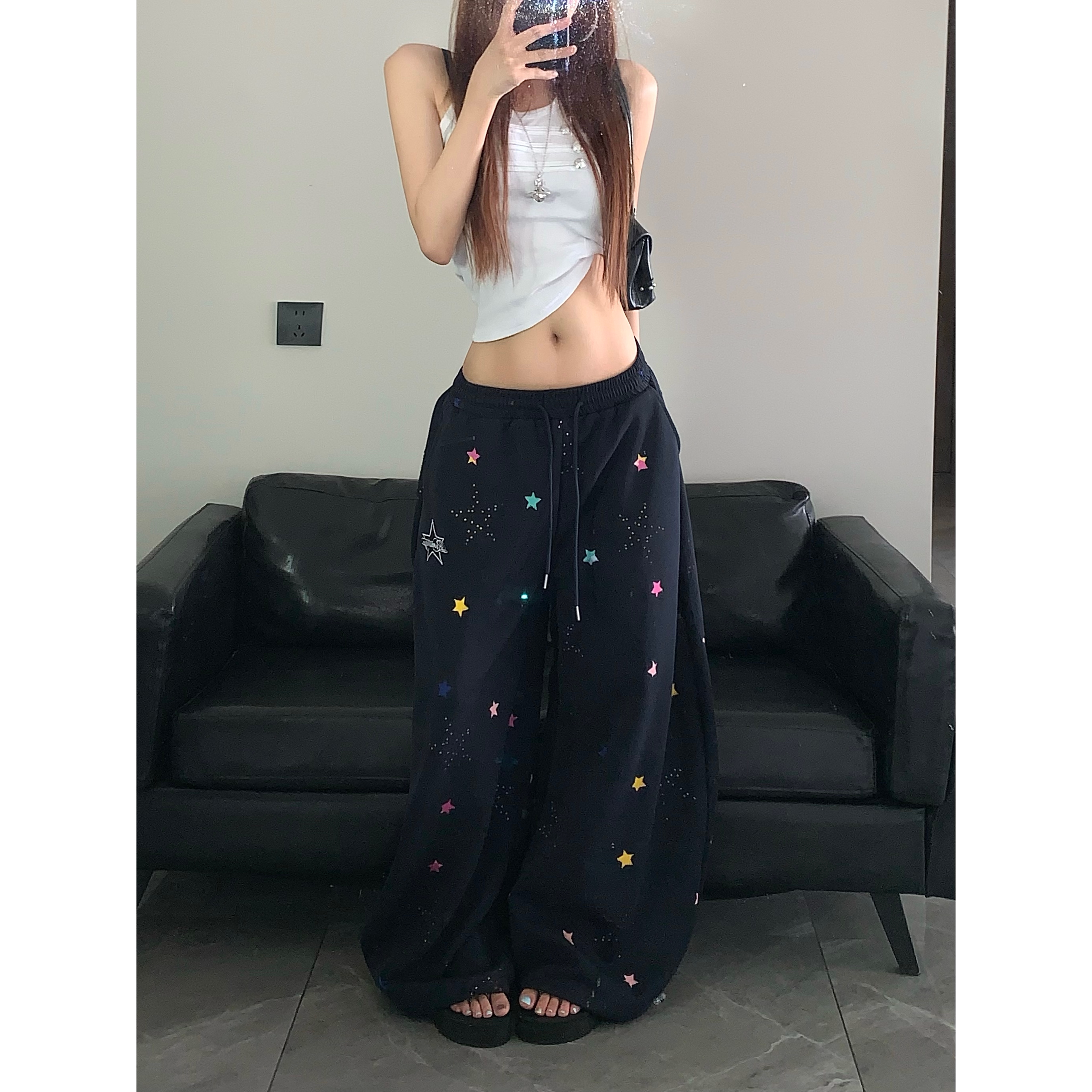 BabyPop设计感磨破星星补休闲裤