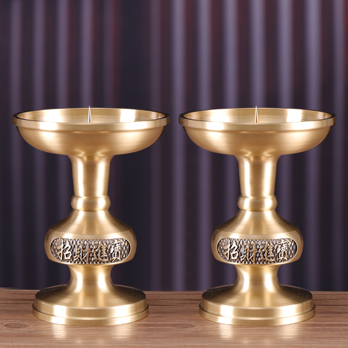 信扬招财进宝纯铜两用蜡烛台